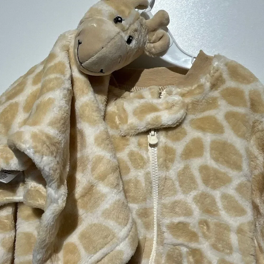 Hudson Baby Flannel Plush Sleep and Play Jumpsuit and Blanket Toy 6-9 Months NWT